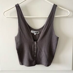 Joah Brown Gray Snap Crop Tank